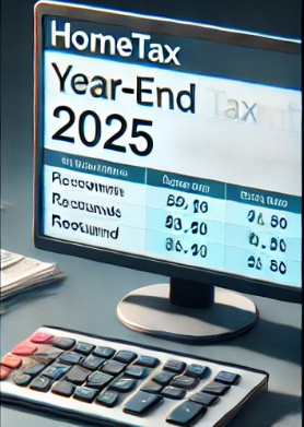 컴퓨터 화면에 홈텍스 화면이 켜져있는 모습