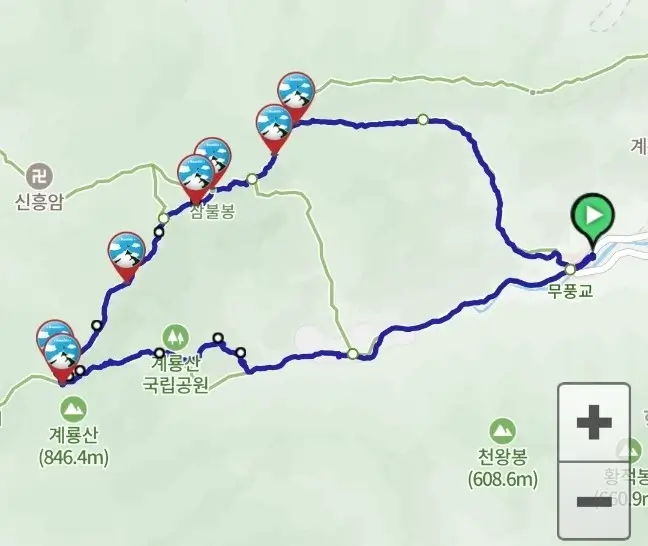 계룡산 등산코스의 모습