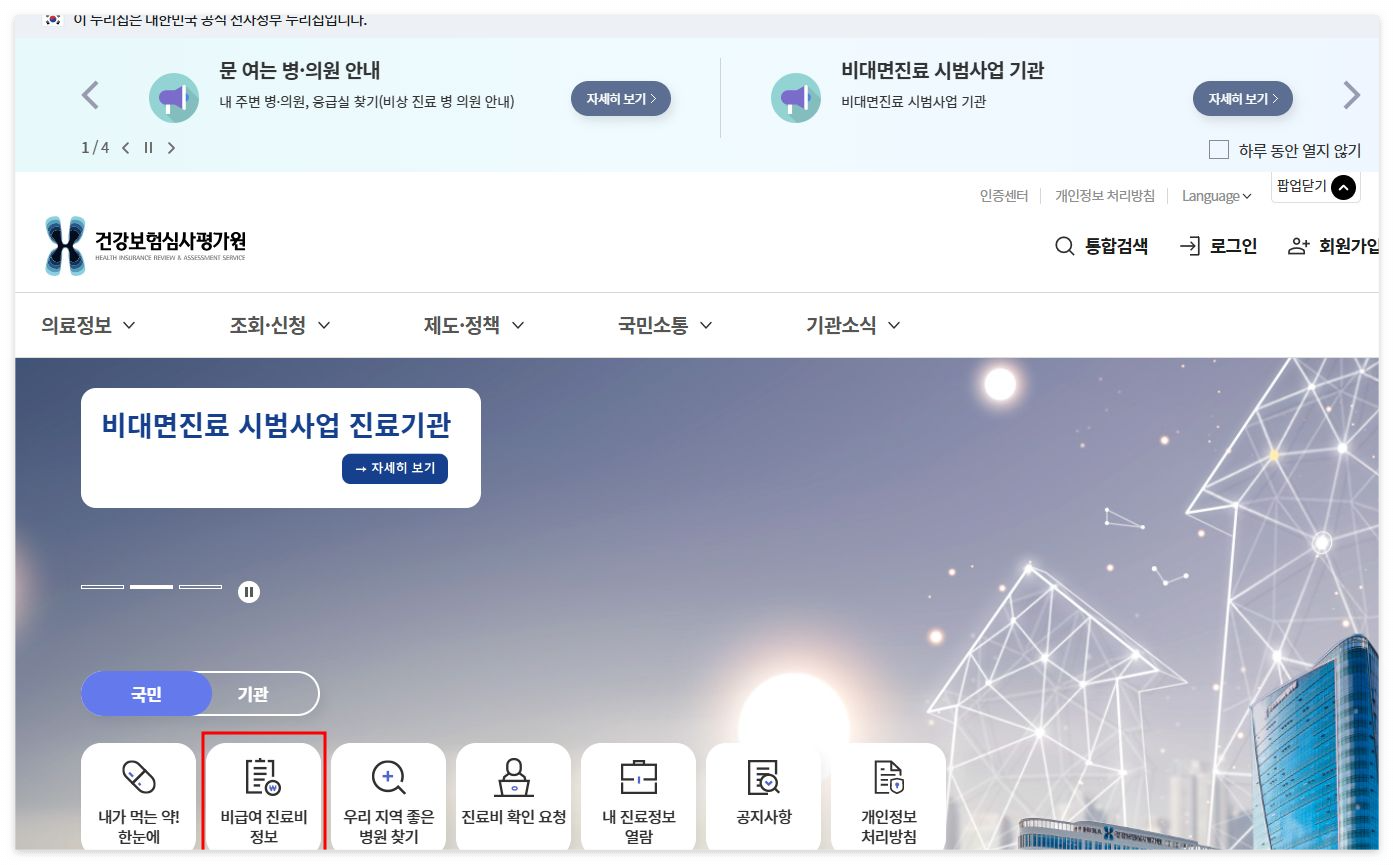 비급여 진료비 확인하는 방법