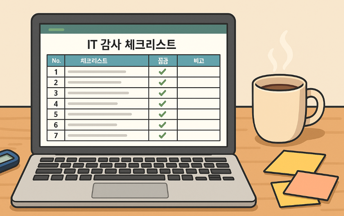 컴퓨터 속의 IT 감사 체크리스트 모습