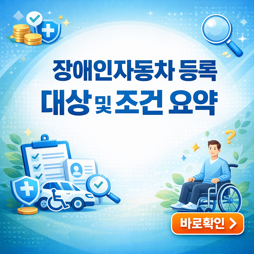장애인 자동차 등록 대상 및 조건 요약 정리
