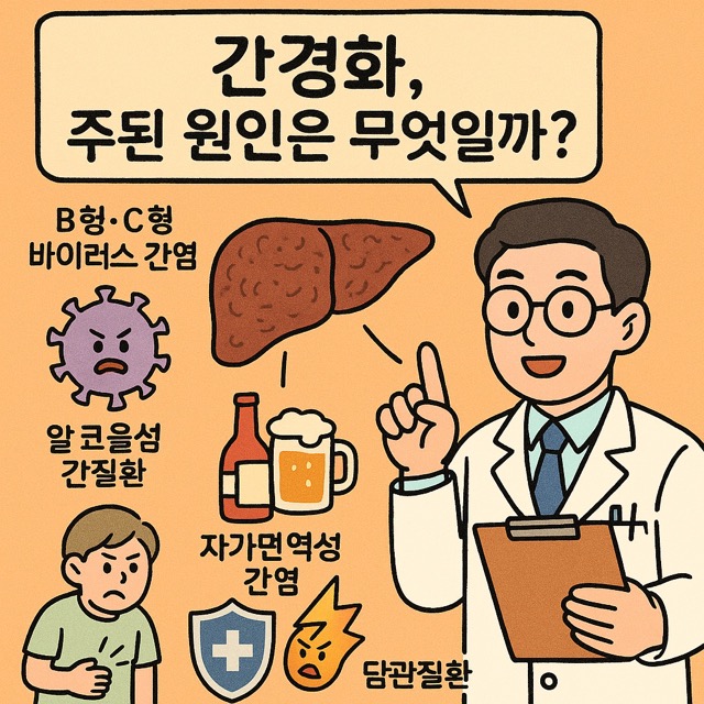 간경화의 주요 원인을 표현한 인포그래픽.(출처: 자체제작)