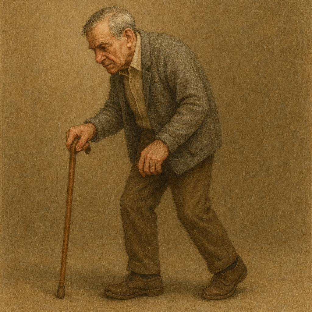 파킨슨 질환을 겪고 있는 노인의 모습