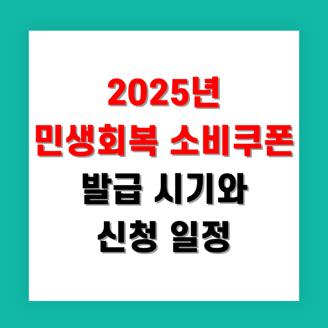2025년 민생회복 소비쿠폰 발급 시기와 신청 일정