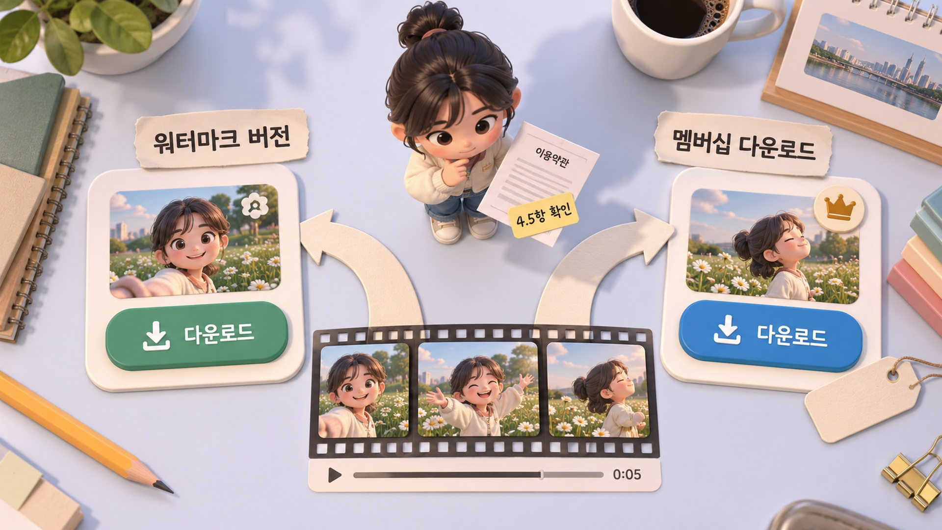워터마크 포함 다운로드와 멤버십 다운로드로 갈리는 두 길