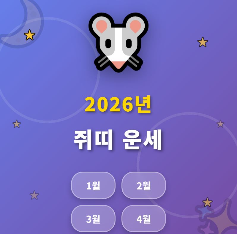 2026년 쥐띠 운세 (1월,2월,3월,4월 운세)