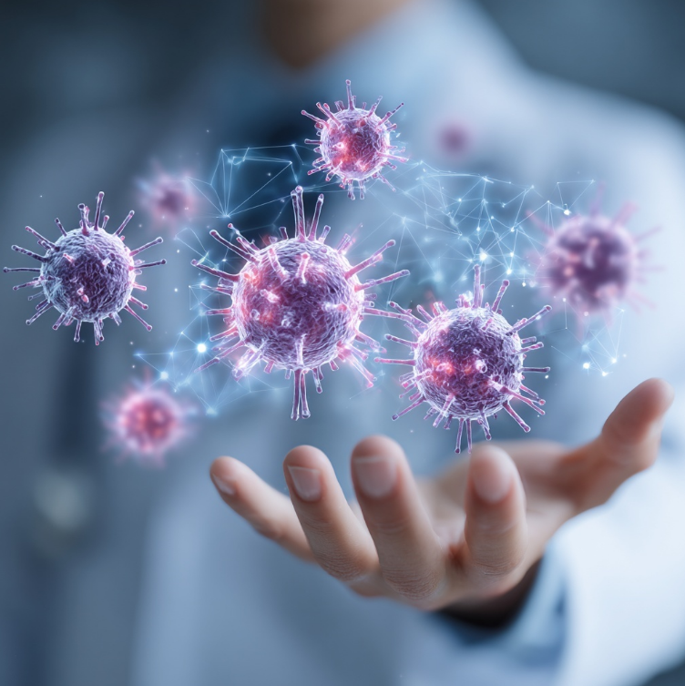 내 손안에 병균을 가두어 놓았다는 디지털 이미지