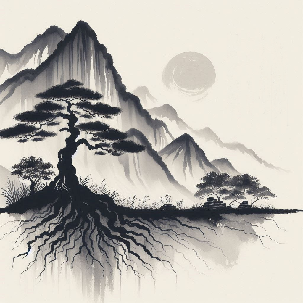 A tree with deep roots and a firm base. It endures by accumulating virtue through moderation.