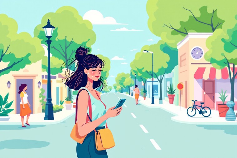 무더위 쉼터 확인하는 여성