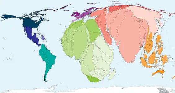 세계 인구 변화 카토그램