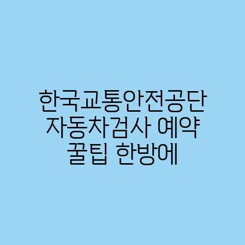 한국교통안전공단 자동차검사 예약 꿀팁 한방에