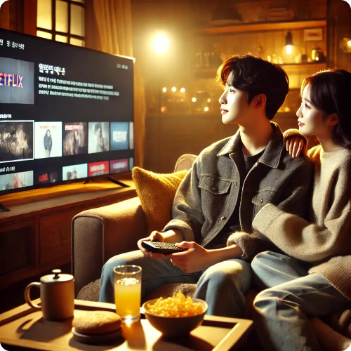 넷플릭스 보는 남여 이미지