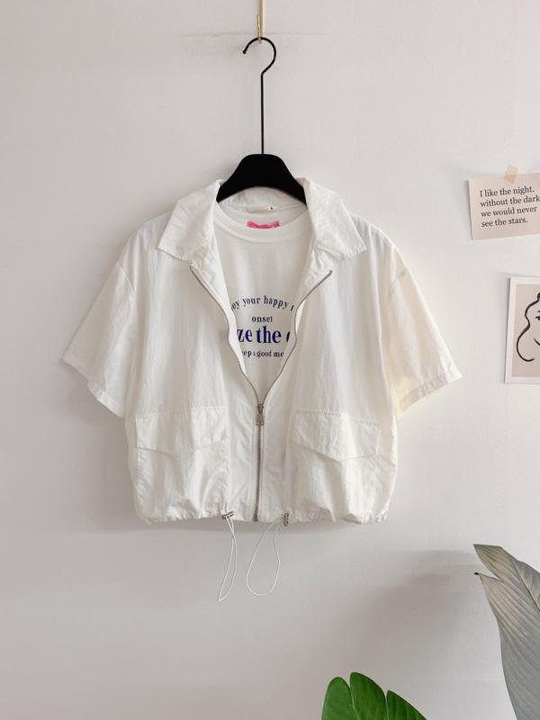 라이브 10 구오티 카라 스트링 바스락 반팔 점퍼