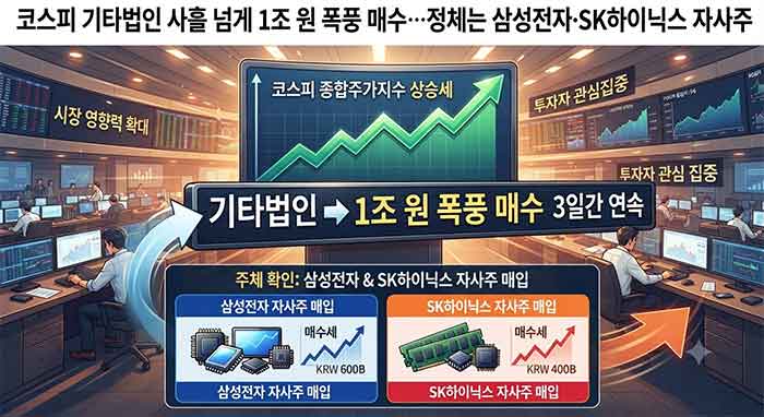 코스피 기타법인 1조 원 매수 현황 이미지.