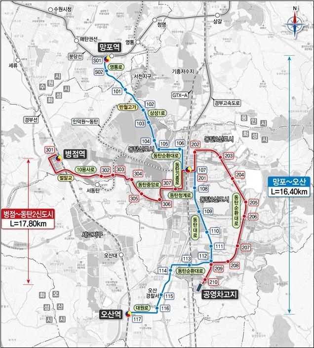 동탄-트램-노선도