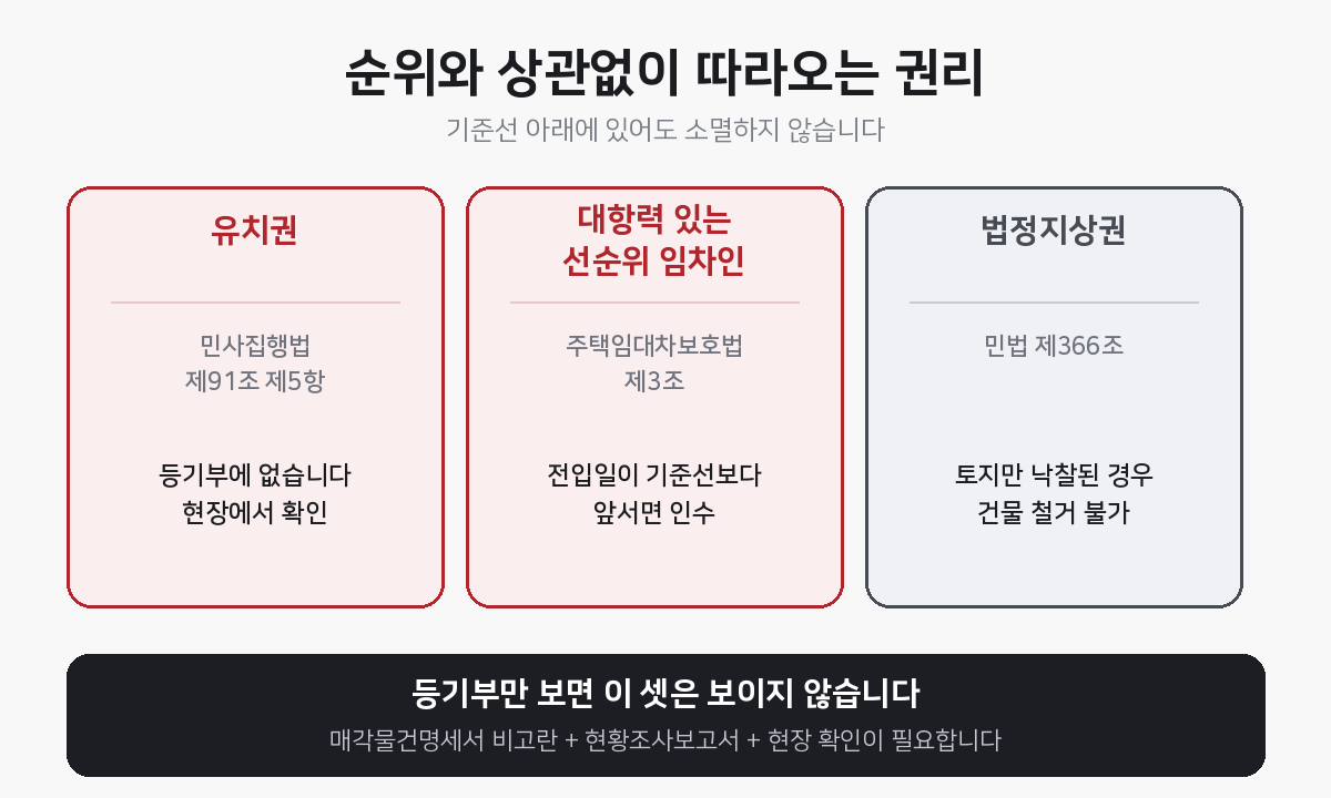 순위와 무관하게 인수되는 유치권 임차인 법정지상권