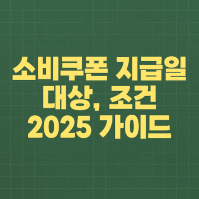 소비쿠폰 지급일, 대상, 조건 2025 가이드
