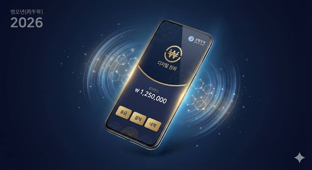 2026년 한국은행 디지털원화 CBDC 지갑 앱 개념도