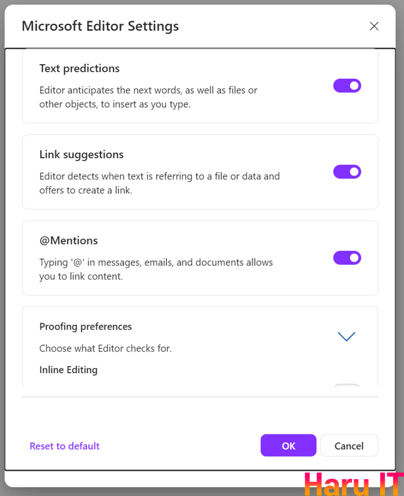 컨텍스트 IQ가 적용된 Microsoft 편집기