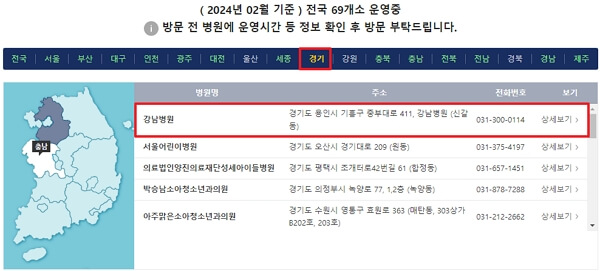 경기도 달빛어린이병원 위치 및 전화번호