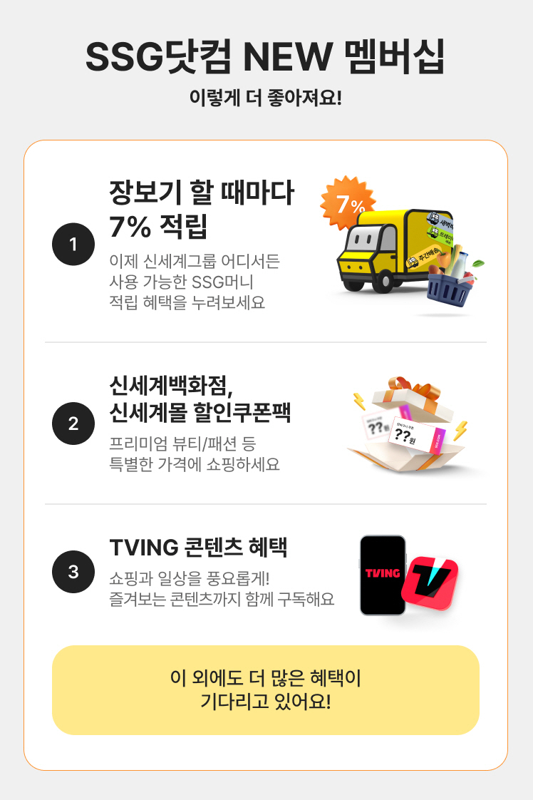 SSG닷컴 신규 멤버십 '쓱세븐클럽'의 주요 서비스.