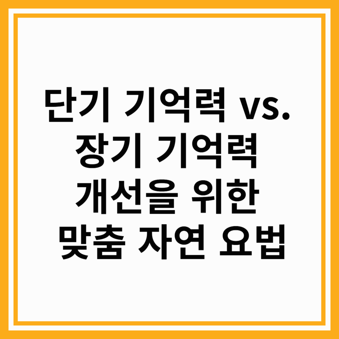 단기 기억력 vs. 장기 기억력 개선을 위한 맞춤 자연 요법