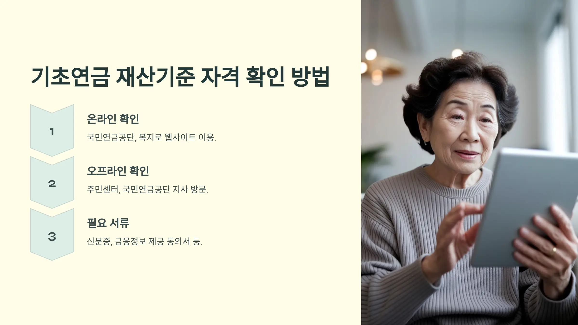 기초연금 재산기준, 자격 확인, 재산 평가 항목, 기초연금 신청방법