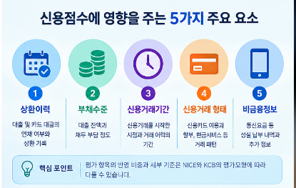 신용점수에 영향을 주는 5가지 주요 요소