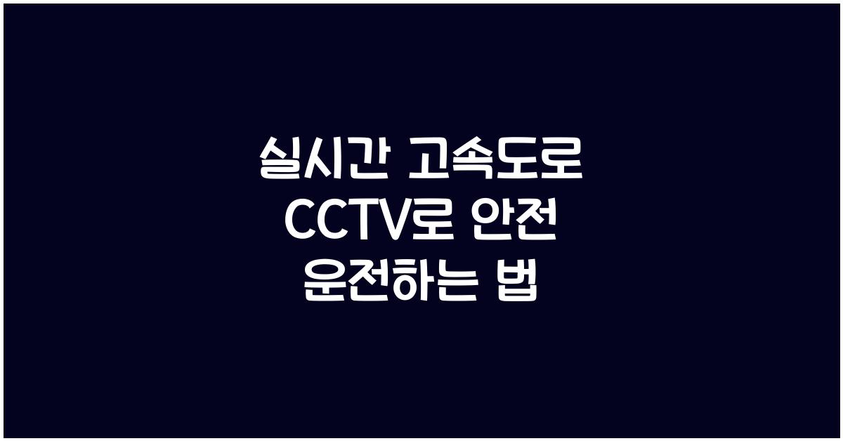 실시간 고속도로 cctv