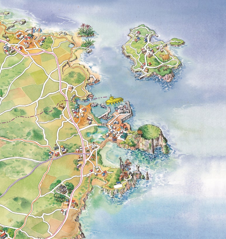 성산일출봉과 우도 지역의 세밀한 묘사