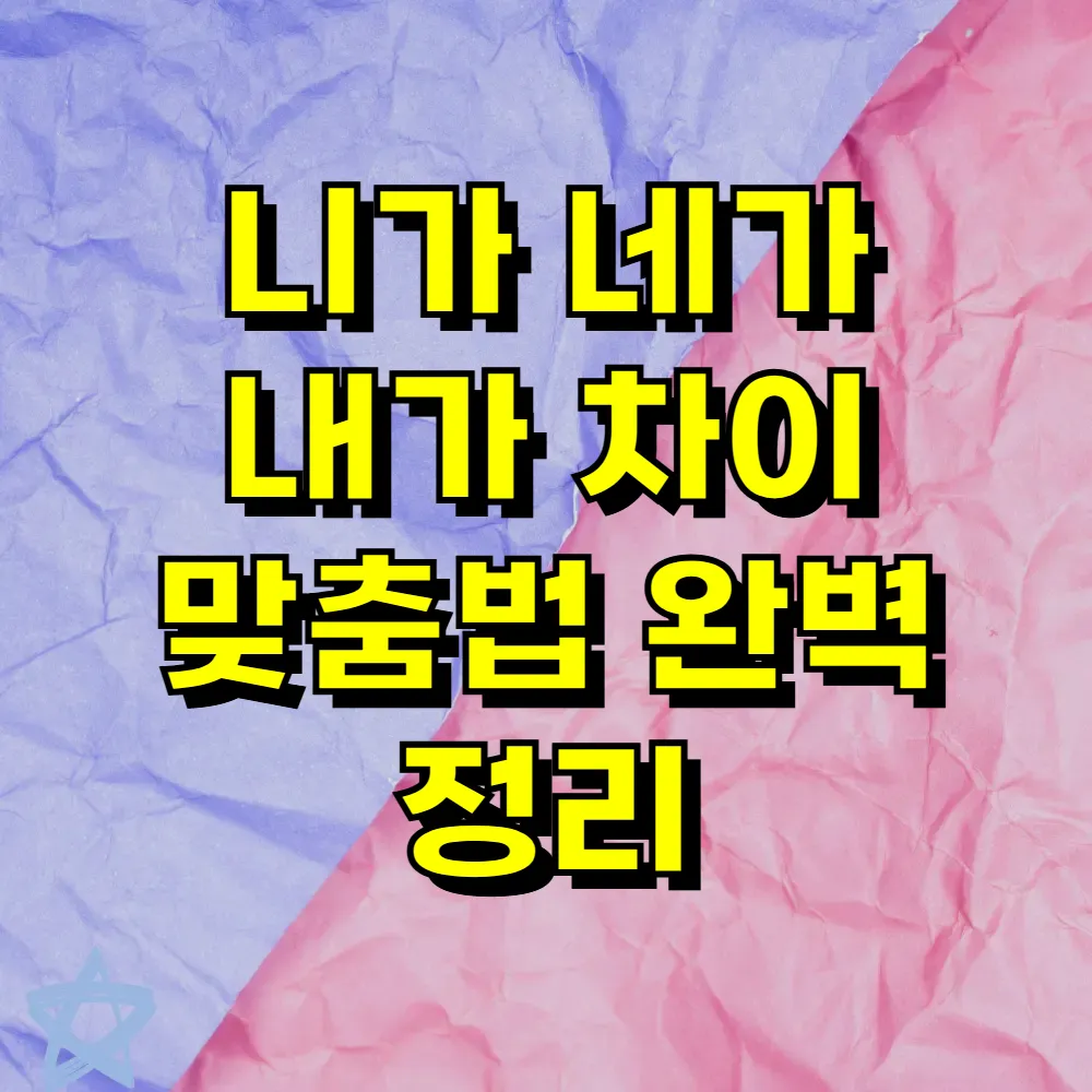 니가 네가 내가 차이 맞춤법 완벽 정리