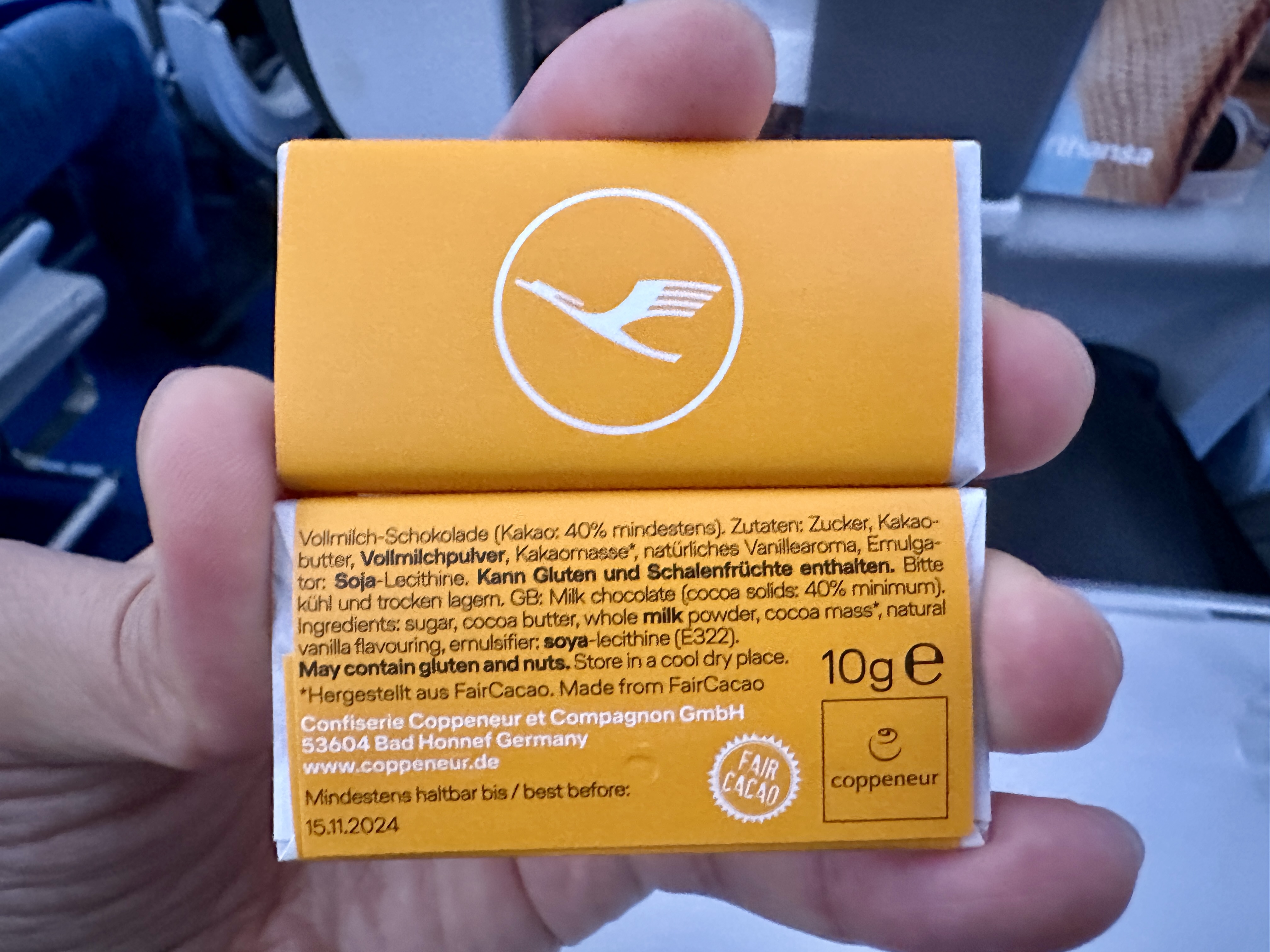 루프트한자 기내 간식 초콜릿