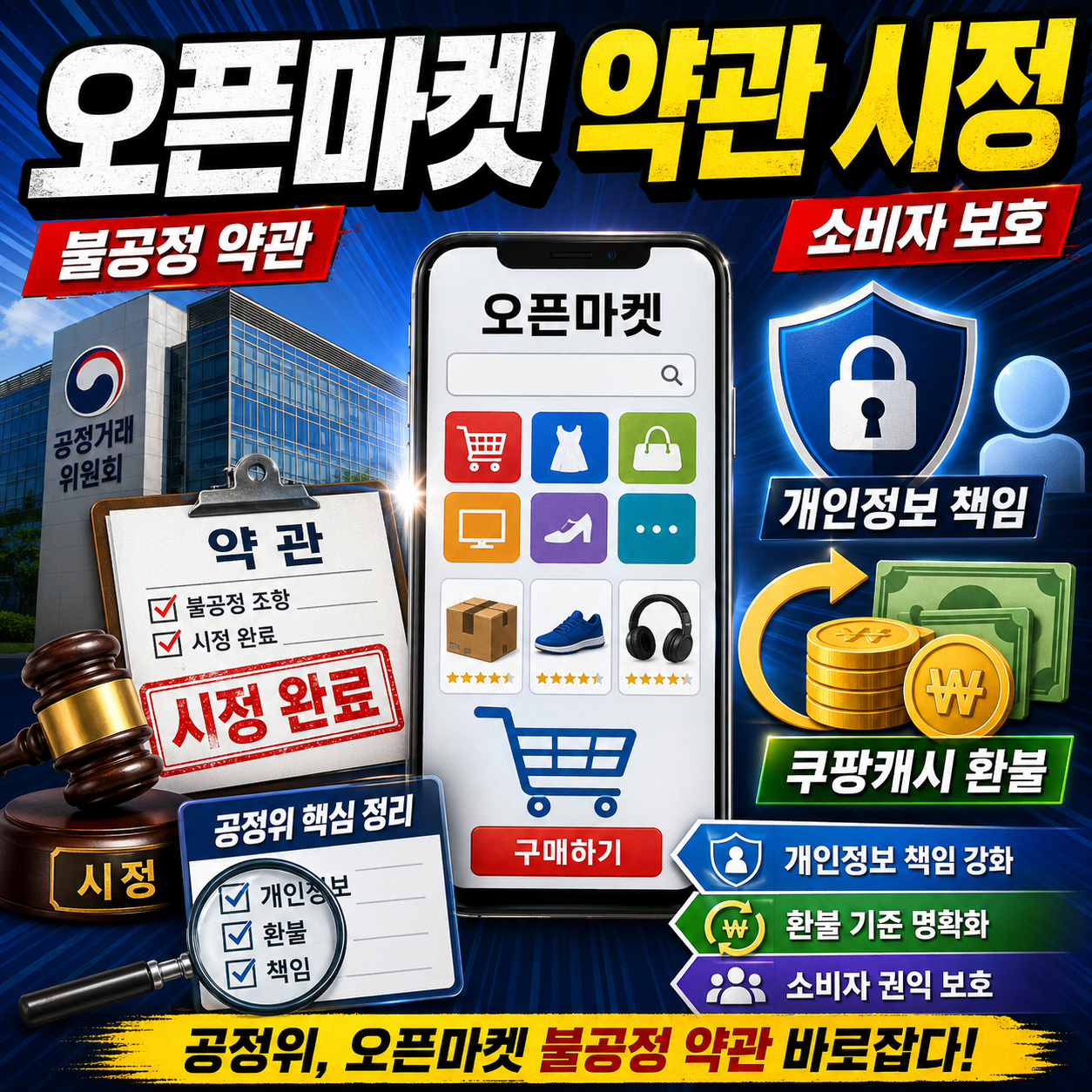 공정위 오픈마켓 불공정 약관 시정, 개인정보 보호 책임&middot;쿠팡캐시 환불 핵심 정리