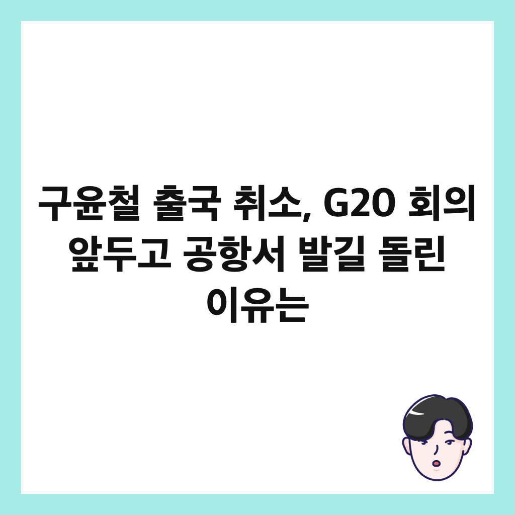 ๊ตฌ์ค์ฒ ์ถ๊ตญ ์ทจ์, G20 ํ์ ์๋๊ณ ๊ณตํญ์ ๋ฐ๊ธธ ๋๋ฆฐ ์ด์ ๋ ์ธ๋ค์ผ