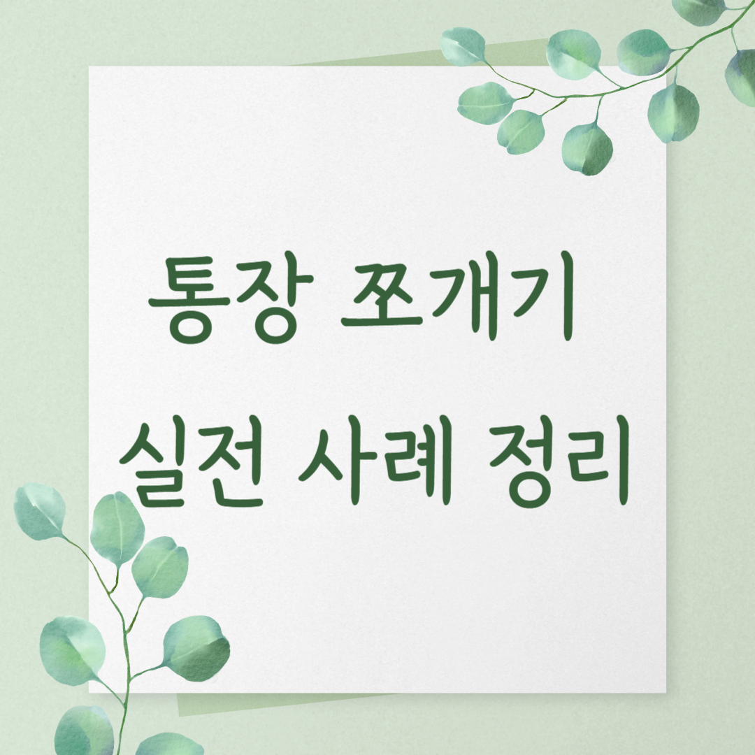 통장 쪼개기 실전 사례 정리