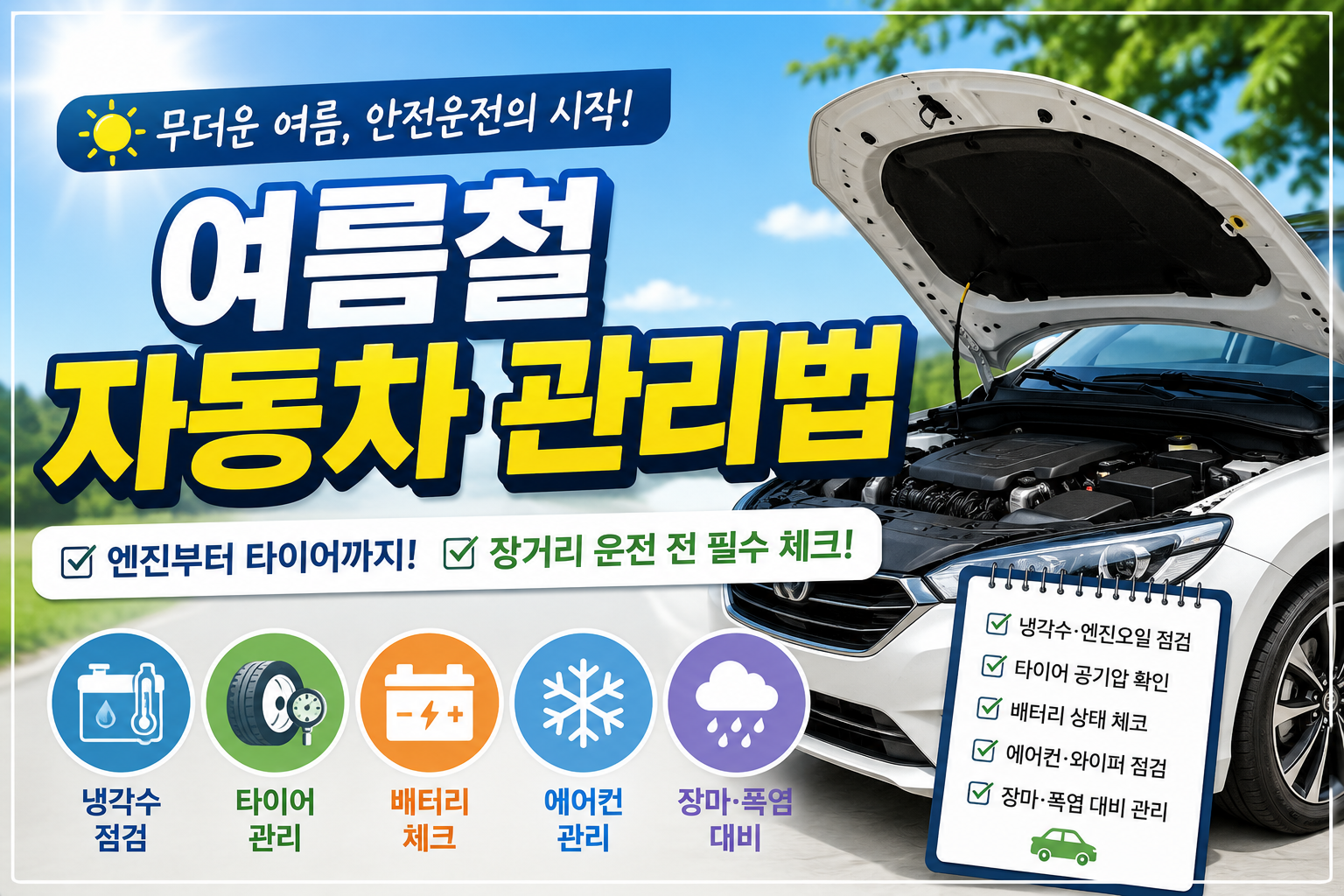 무더운 여름, 안전운전의 시작!
여름철 자동차 관리법
