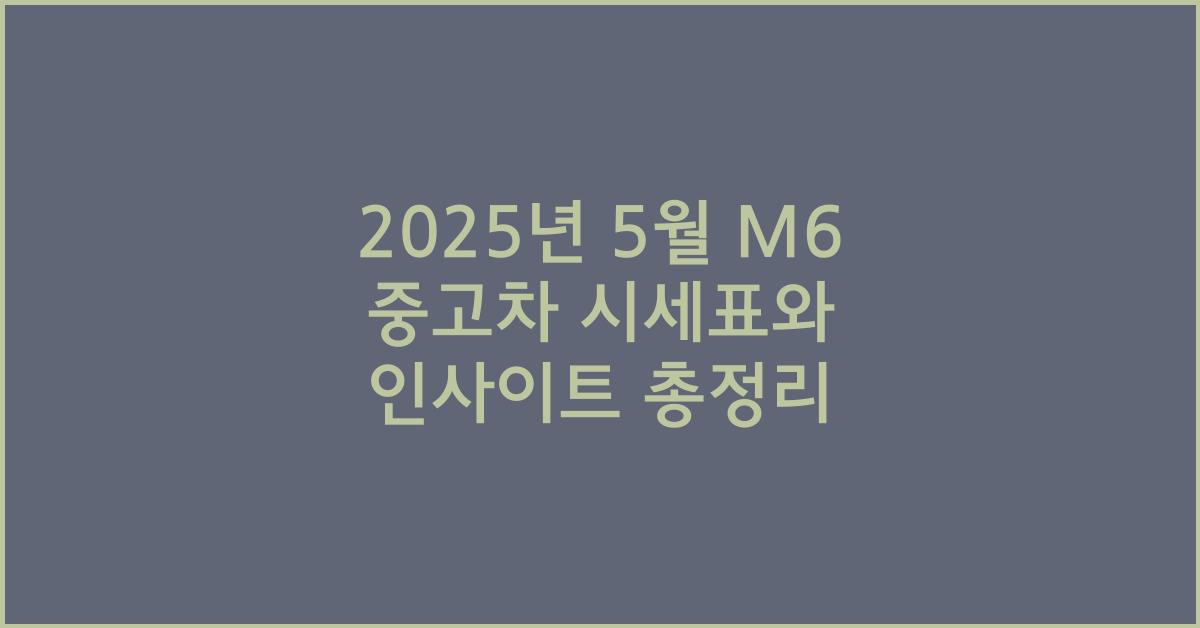 2025년 5월 m6 중고차 시세표