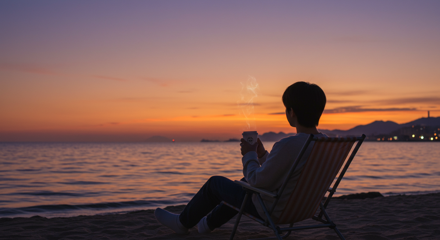강릉 바닷가에서 커피를 마시며 느끼는 평화로운 여운