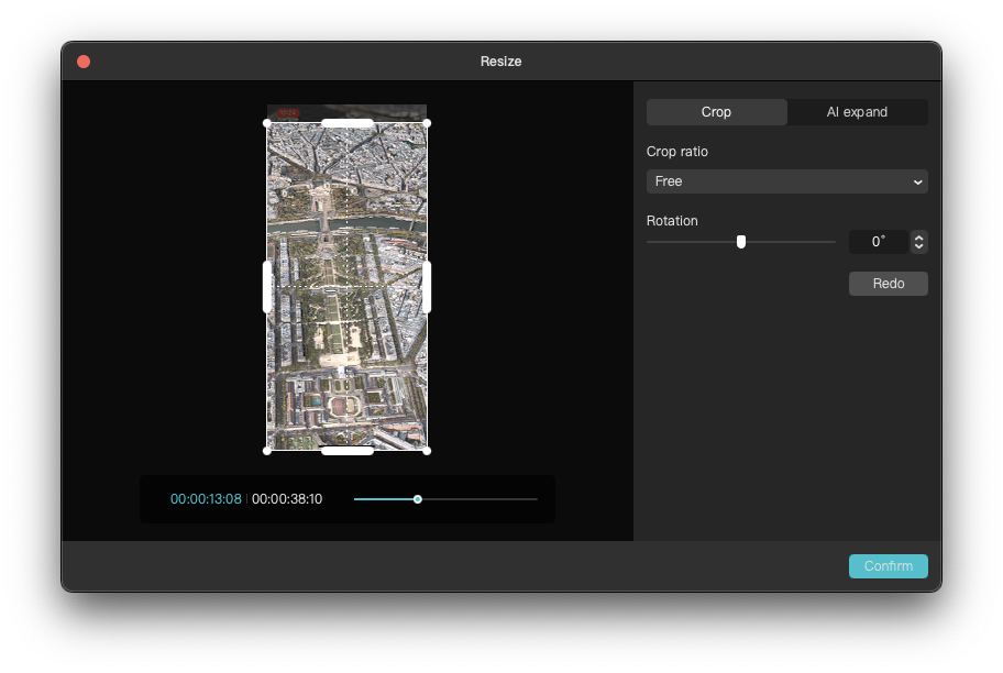 Capcut 영상 Crop Ratio 변경 후