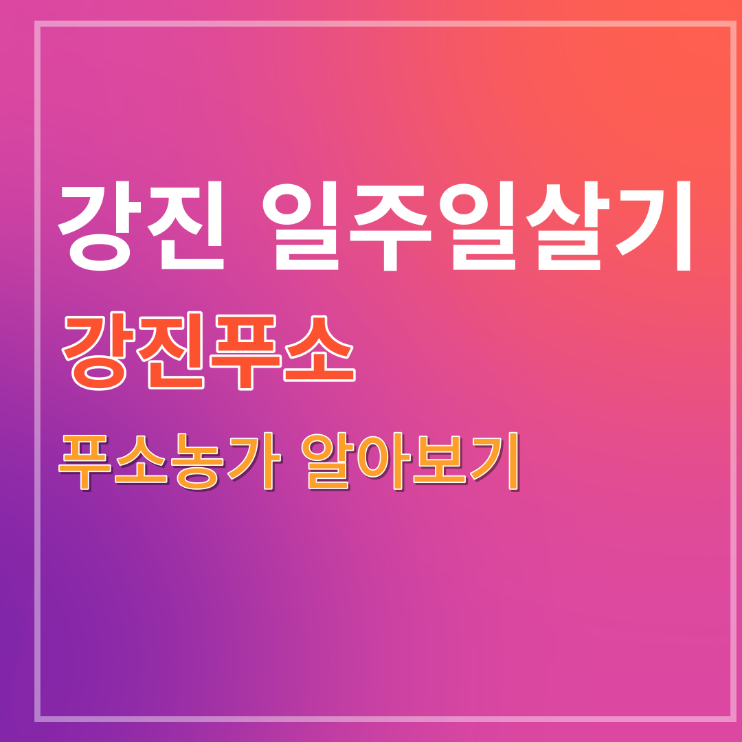 강진에서 일주일살기 강진푸소(FUSO) 신청방법, 지원내용