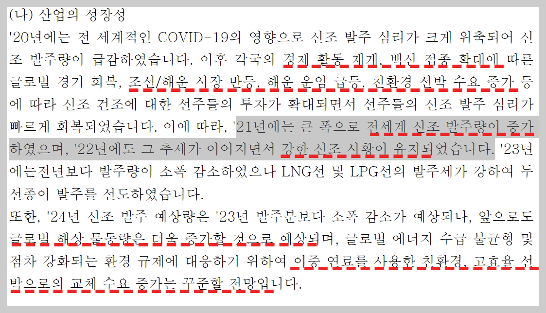 조선산업의 성장성