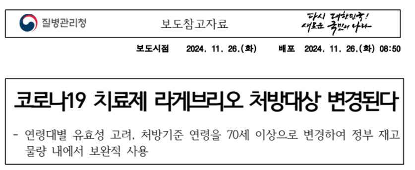 코로나19 치료제 처방 기준 변경