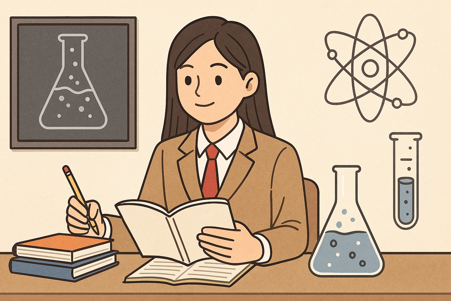 고등학교 과학 동아리 면접 준비하는 여학생