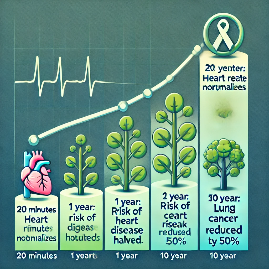 금연 전후 건강 변화 인포그래픽 - 금연의 장기적 건강 효과