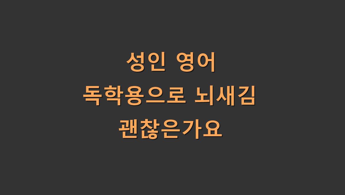 성인 영어 독학용으로 뇌새김 괜찮은가요