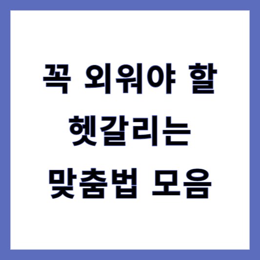 헷갈리는 맞춤법 모음