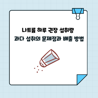 나트륨 하루 권장 섭취량 과다 섭취의 문제점과 배출방법