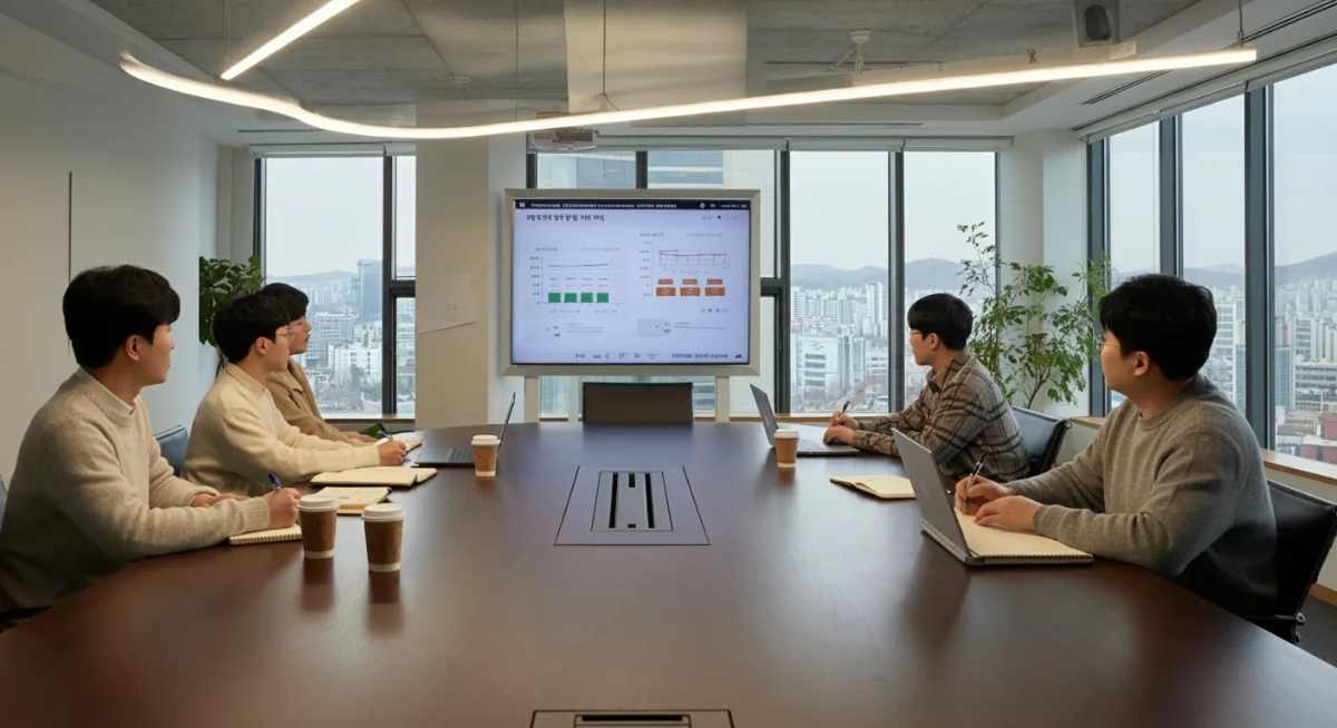 주간 업무보고 하는 모습