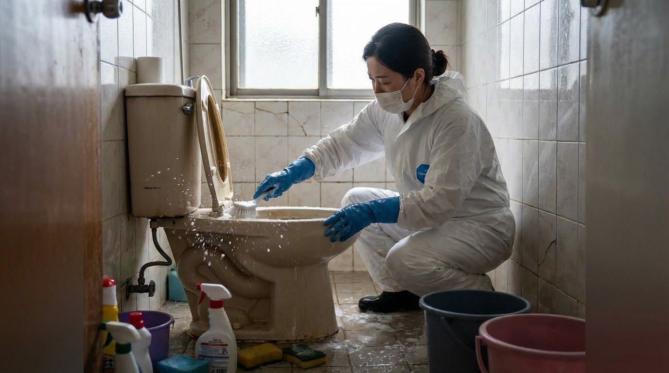 괴산고독사청소 화장실 작업중