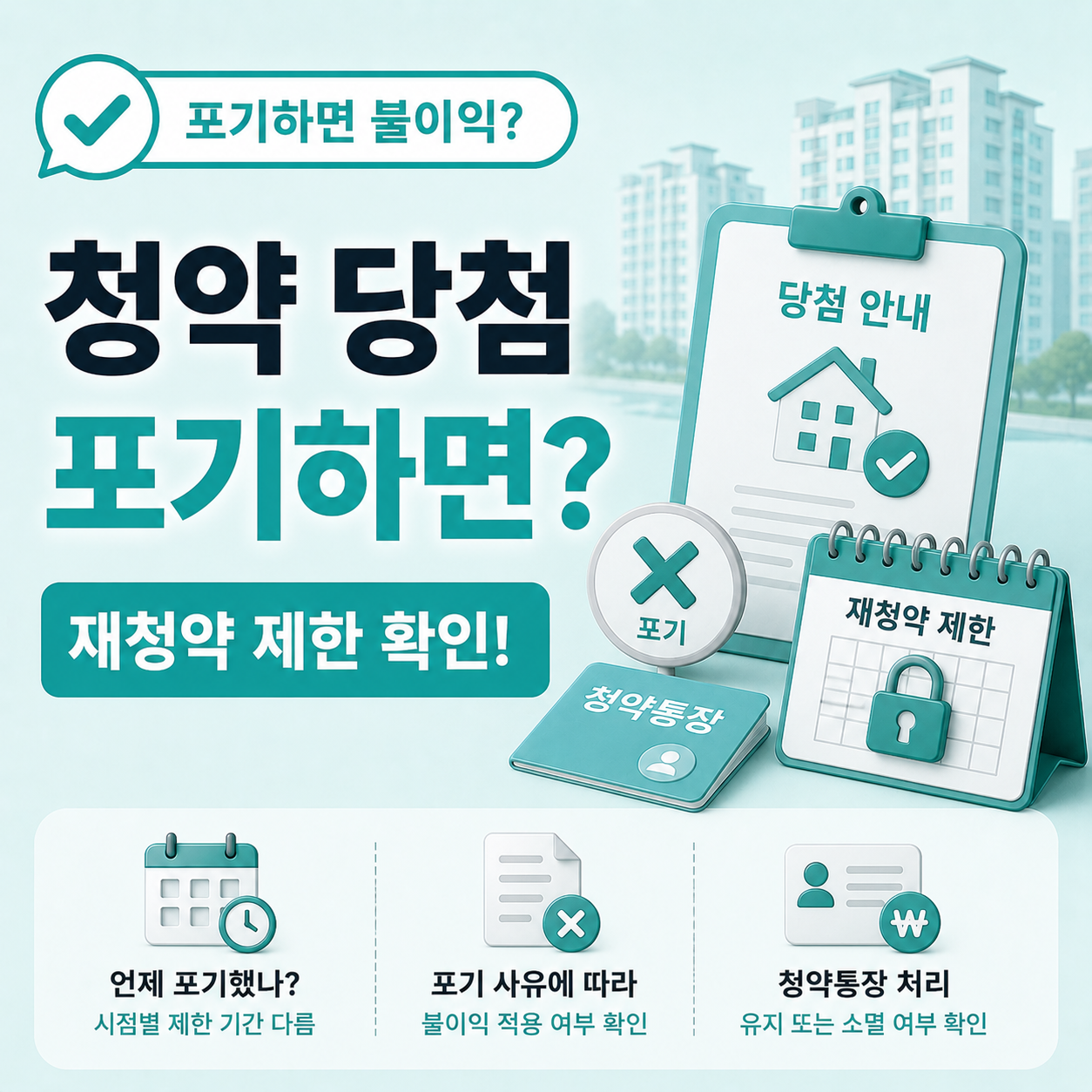 청약 당첨 후 포기 시 재청약 제한과 통장 처리 기준 안내